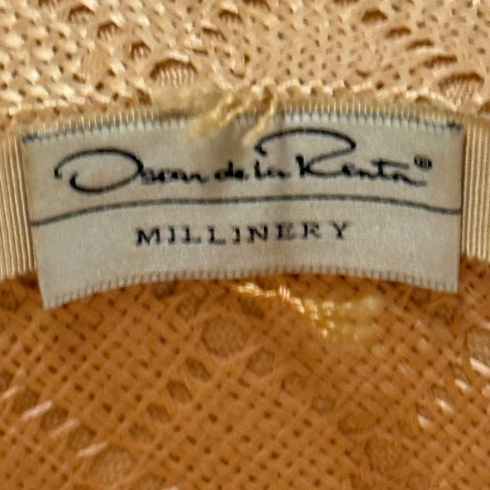 Oscar de la Renta Straw Wide-Brim Hat in Yellow with Pink Trim